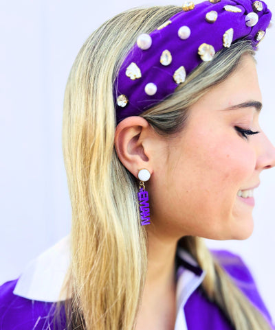 Kansas State Mini Purple EMAW Earrings