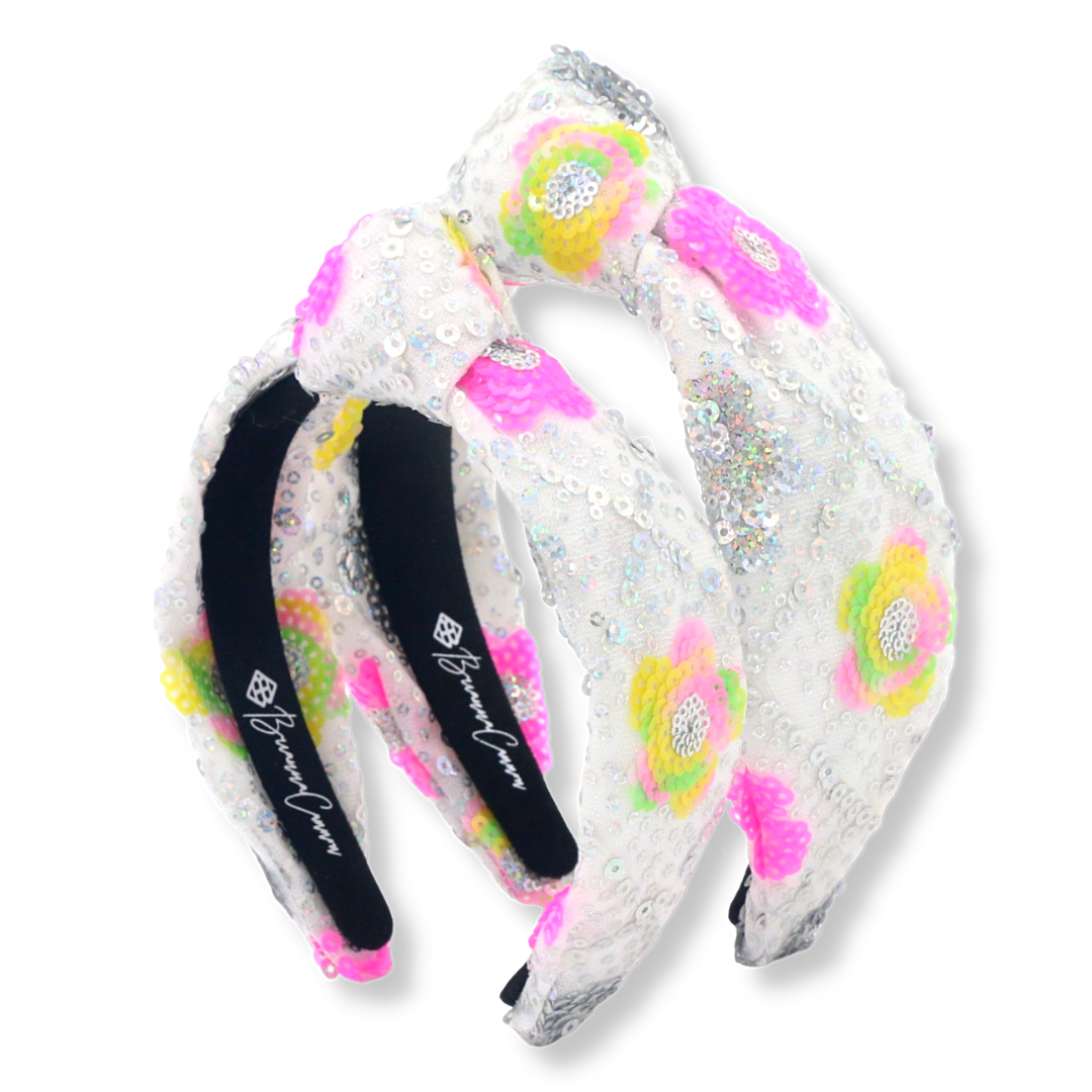 Child Size Sequin Headband with Bright Flowers