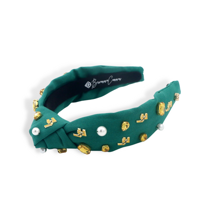 Child Size Green LCA Logo Headband With Pearls and Crystals