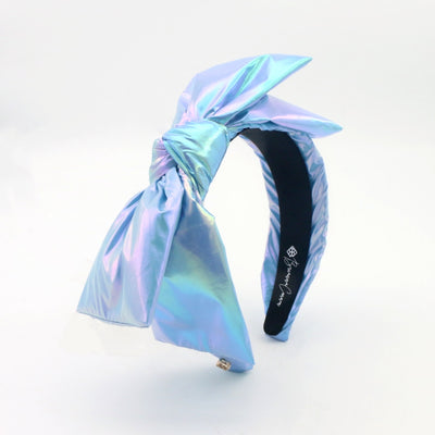 Light Blue Metallic Side Bow Headband