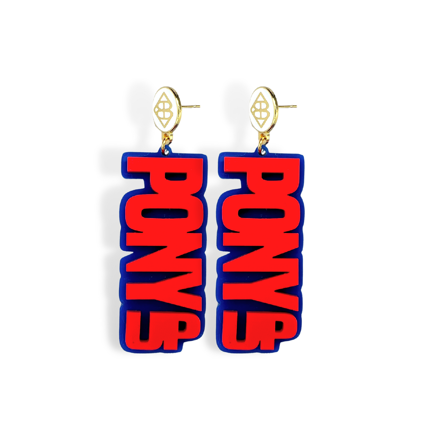 SMU PONY UP Red & Blue Earrings