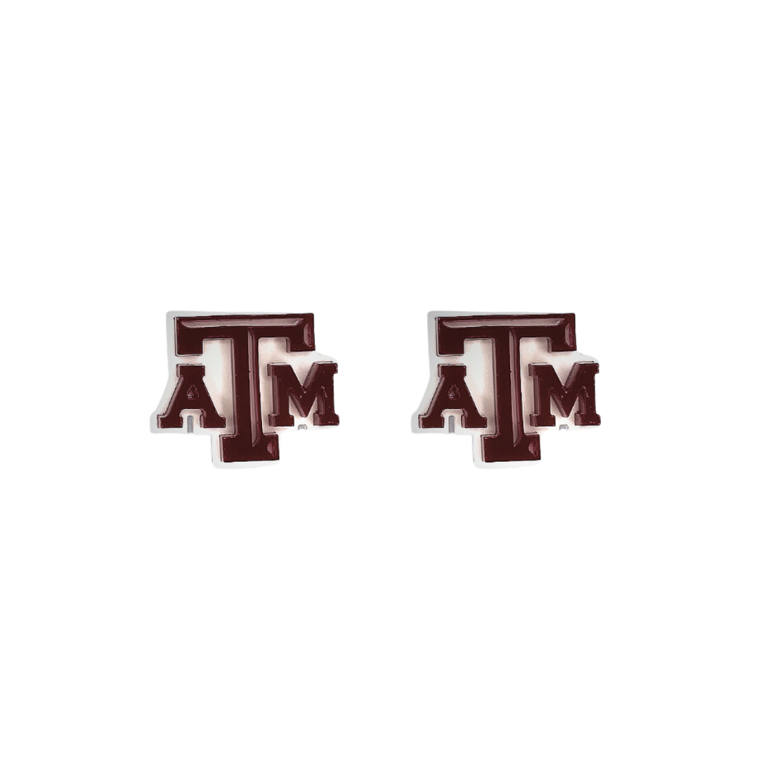 Texas A&M Maroon & White Logo Studs