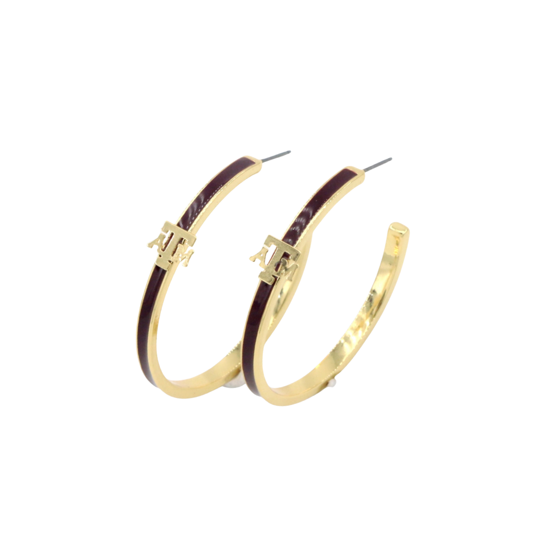 Texas A&M Logo Hoop Earrings