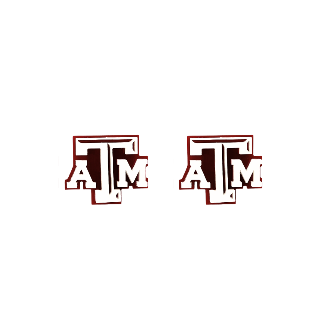 Texas A&M White& Maroon Logo Studs