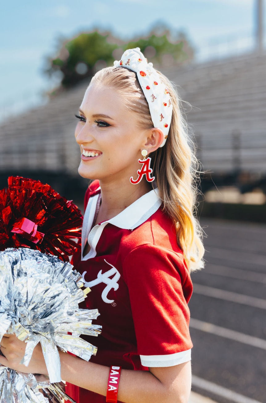 Alabama Crimson & White A Earrings