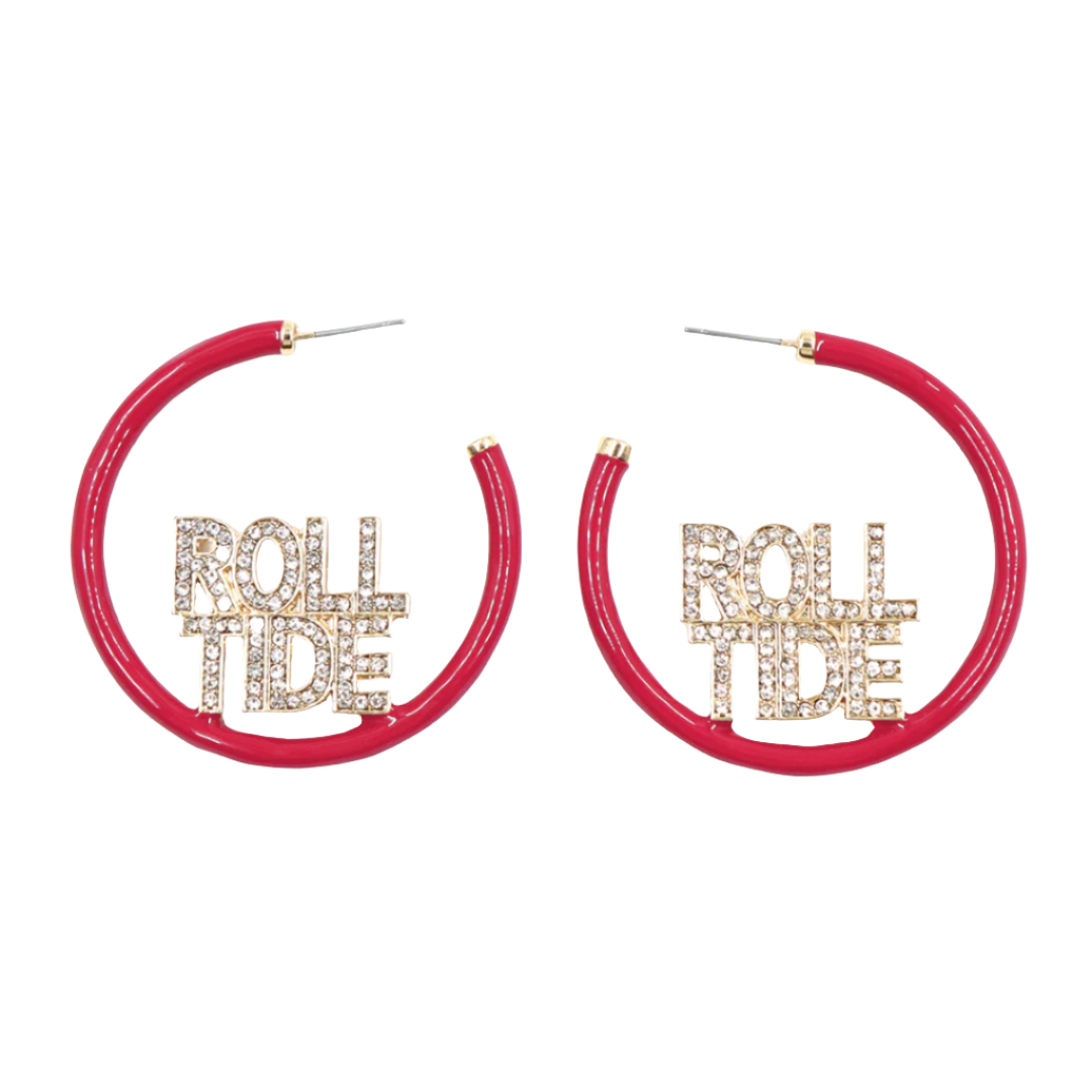 Alabama Crimson Pavé Hoop Earrings