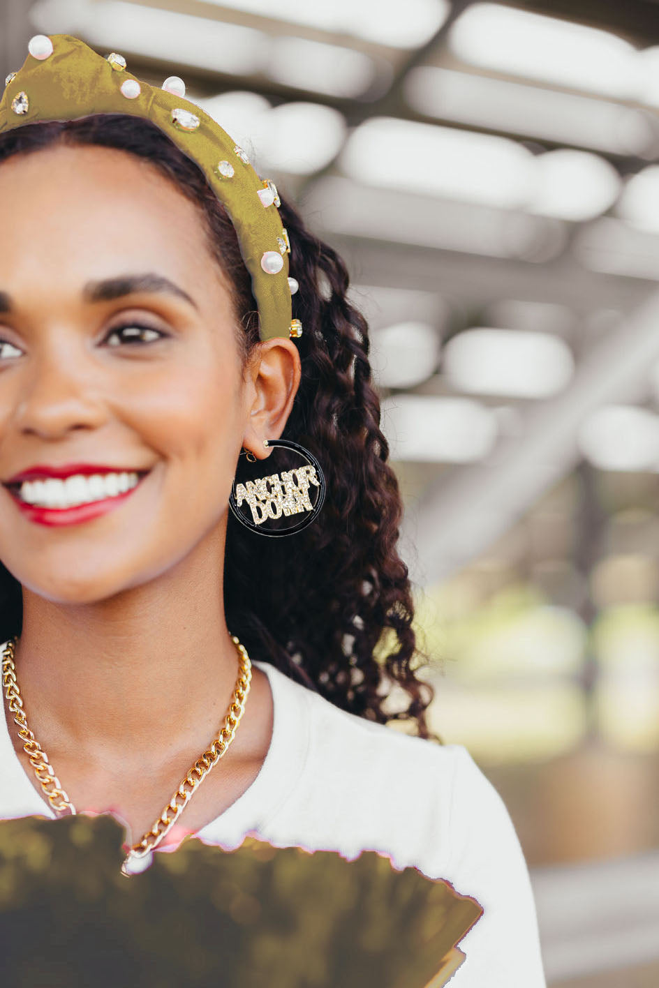 Vanderbilt ANCHOR DOWN Black Pavé Hoop Earrings