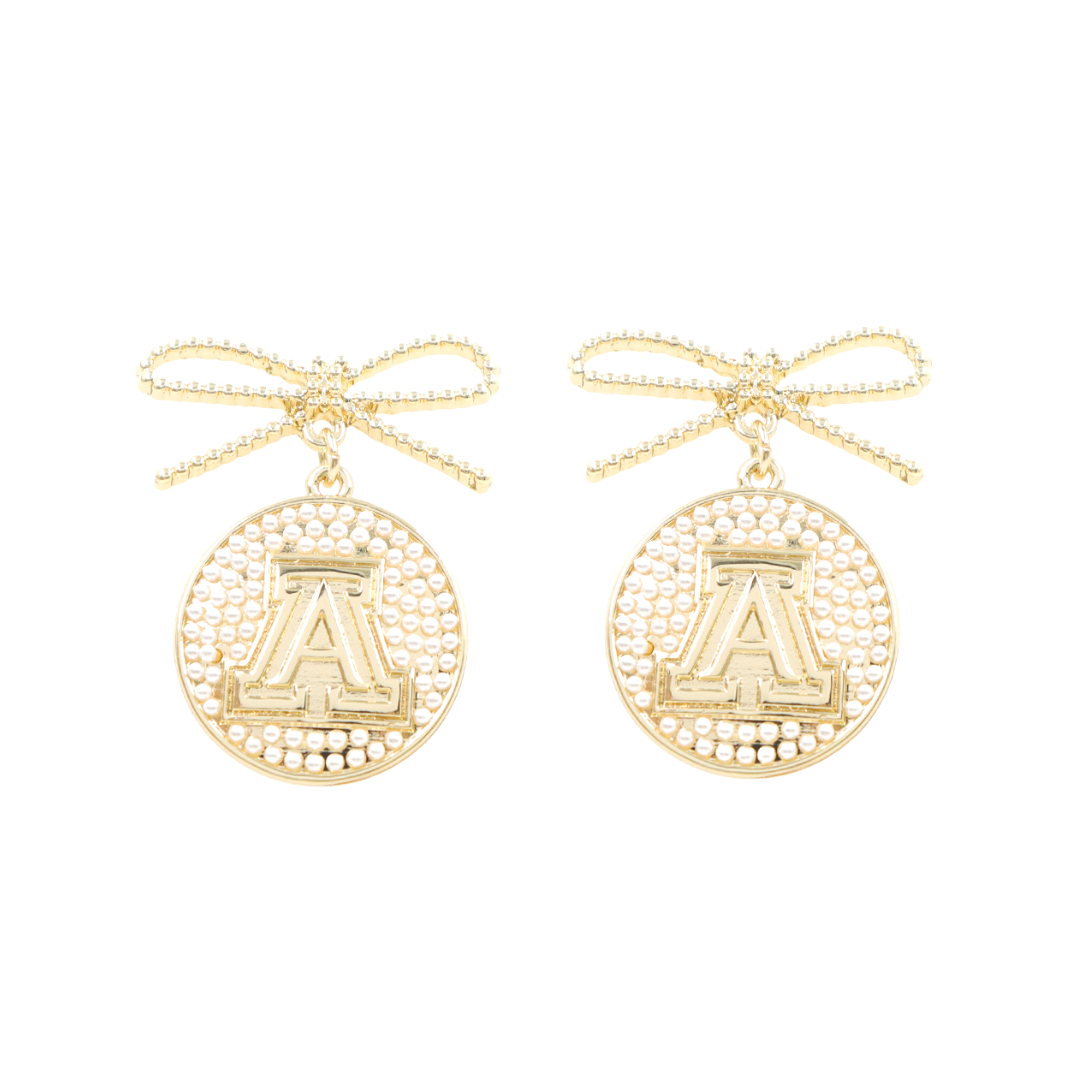 Arizona Logo Pearl Medallion Earring