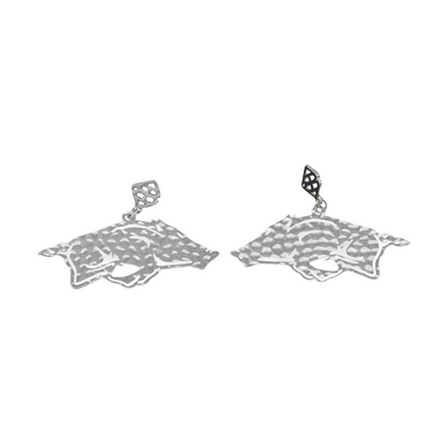 Silver Running Razorback Earring with BC Logo
