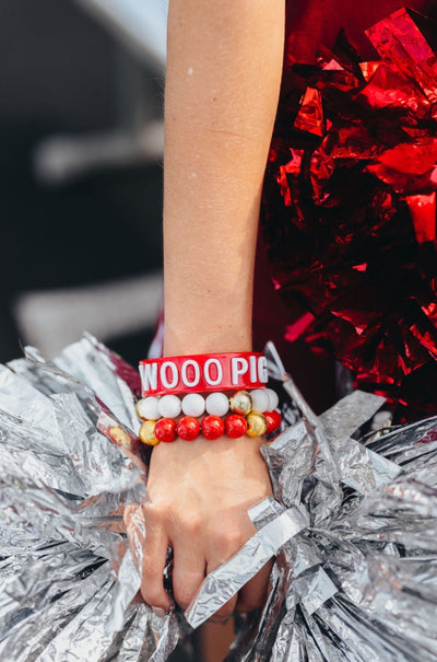 Arkansas Cardinal Red WOOO PIG Cuff