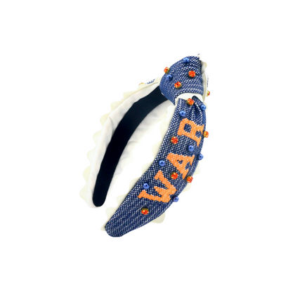 Auburn Child Size WAR EAGLE Cross Stitch Headband