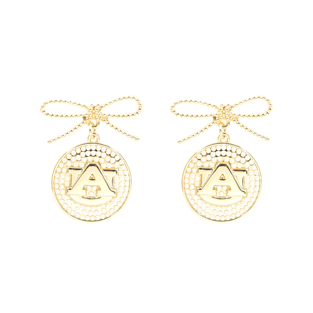 Auburn Logo Pearl Medallion Earring