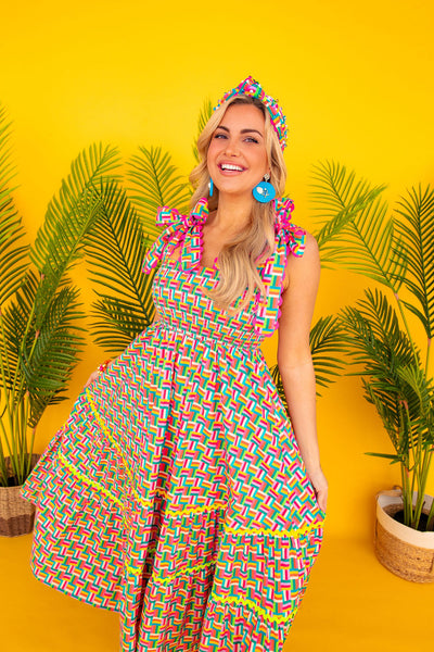 Beach House Rattan Earrings in Blue