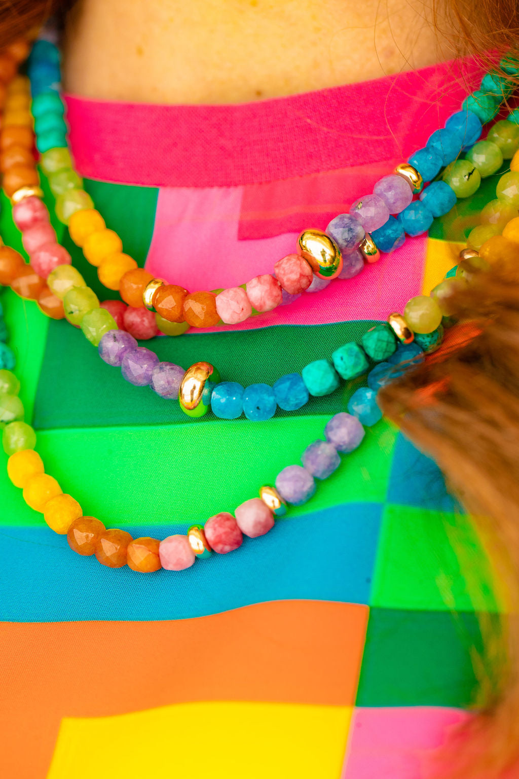 Rainbow Natural Stone Layered Necklace