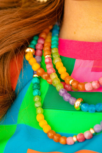 Rainbow Natural Stone Layered Necklace
