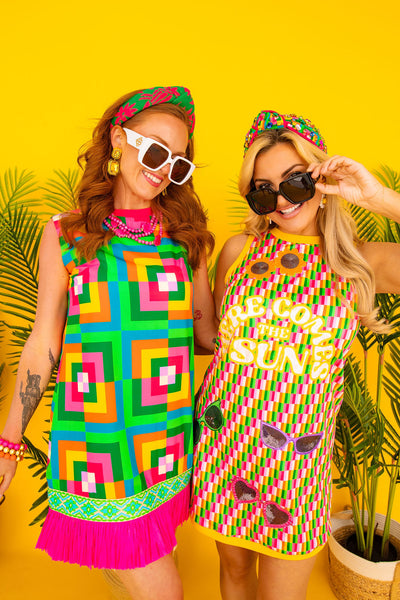 Rainbow Geo Fringe Dress