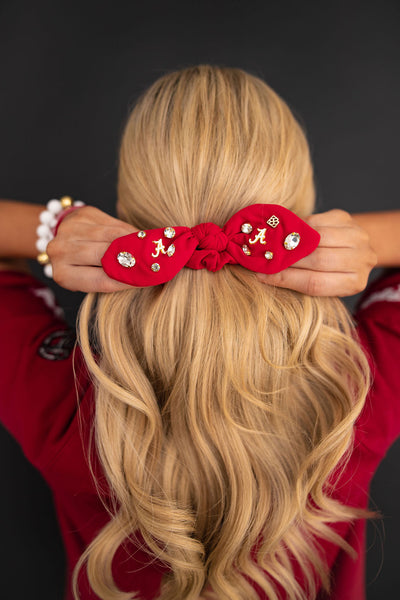 Alabama Crimson Logo Bow Scrunchie