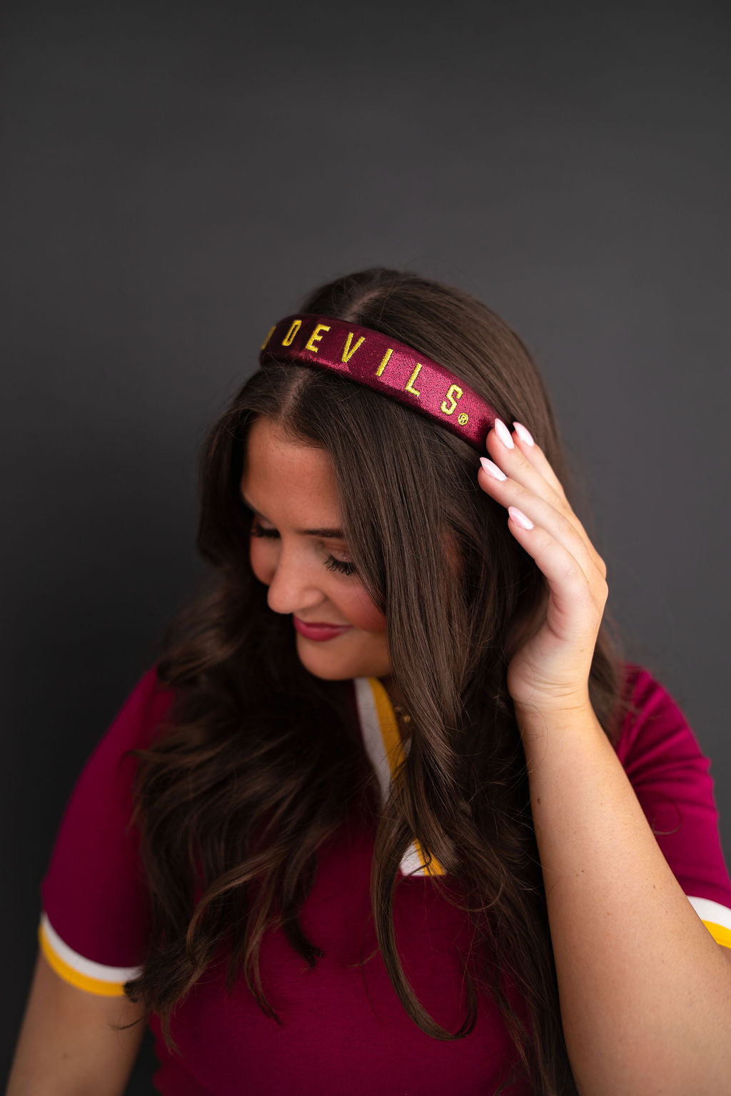 Arizona State Maroon Thin Embroidered Headband