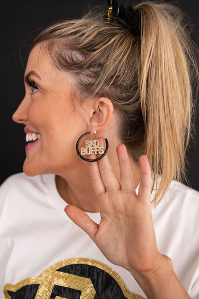 Colorado Black Pavé Hoop Earrings