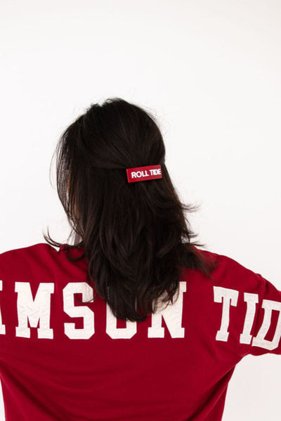 Crimson ROLL TIDE Rectangle Barrette Clip