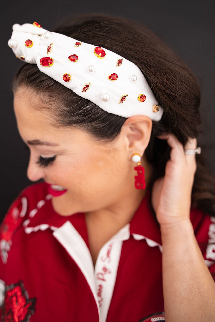Arkansas Mini Cardinal Red WOOO PIG Earrings