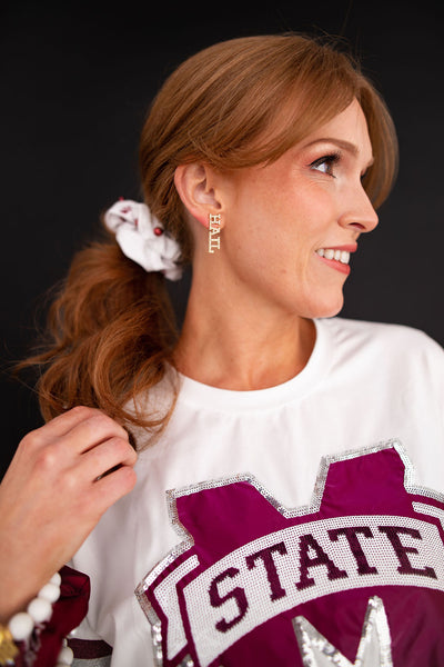 Mississippi State White and Maroon Dual Scrunchies