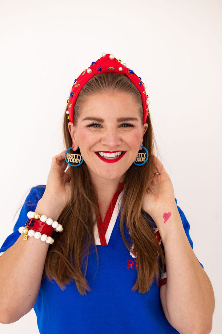 Ole Miss HOTTY TODDY Powder Blue Pavé Hoop Earrings