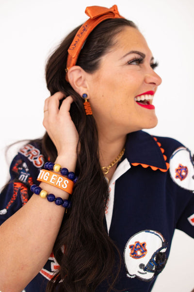 Auburn Mini Orange Glitter WAR EAGLE Earrings
