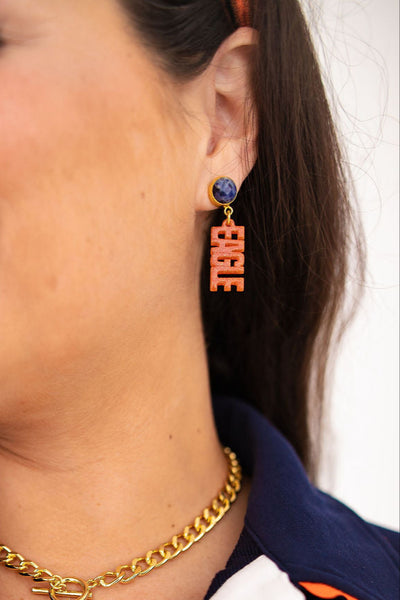 Auburn Mini Orange Glitter WAR EAGLE Earrings