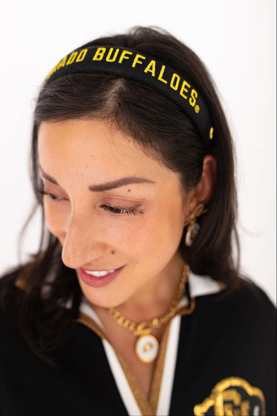 Colorado Black Thin Embroidered Headband