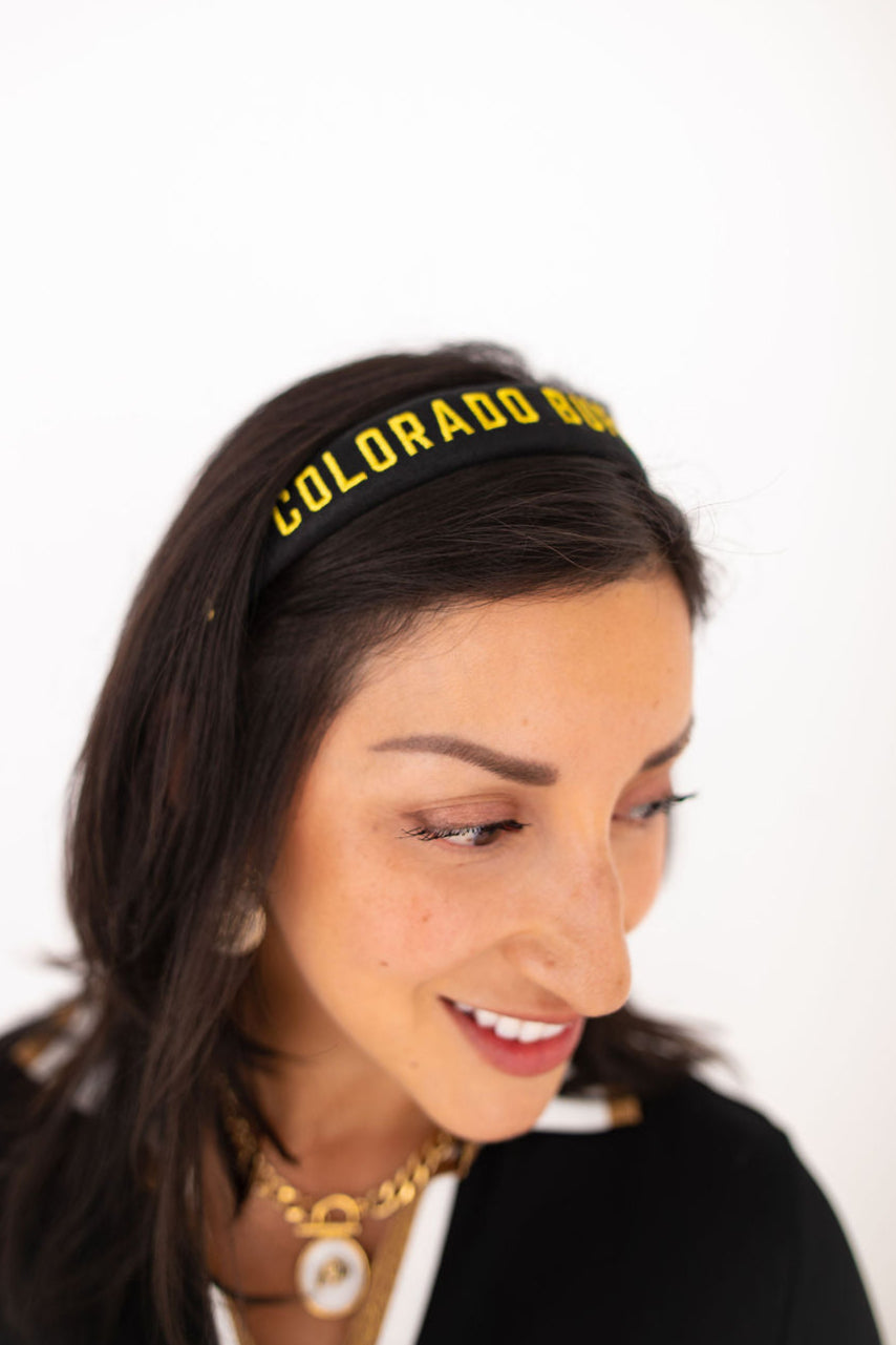 Colorado Black Thin Embroidered Headband