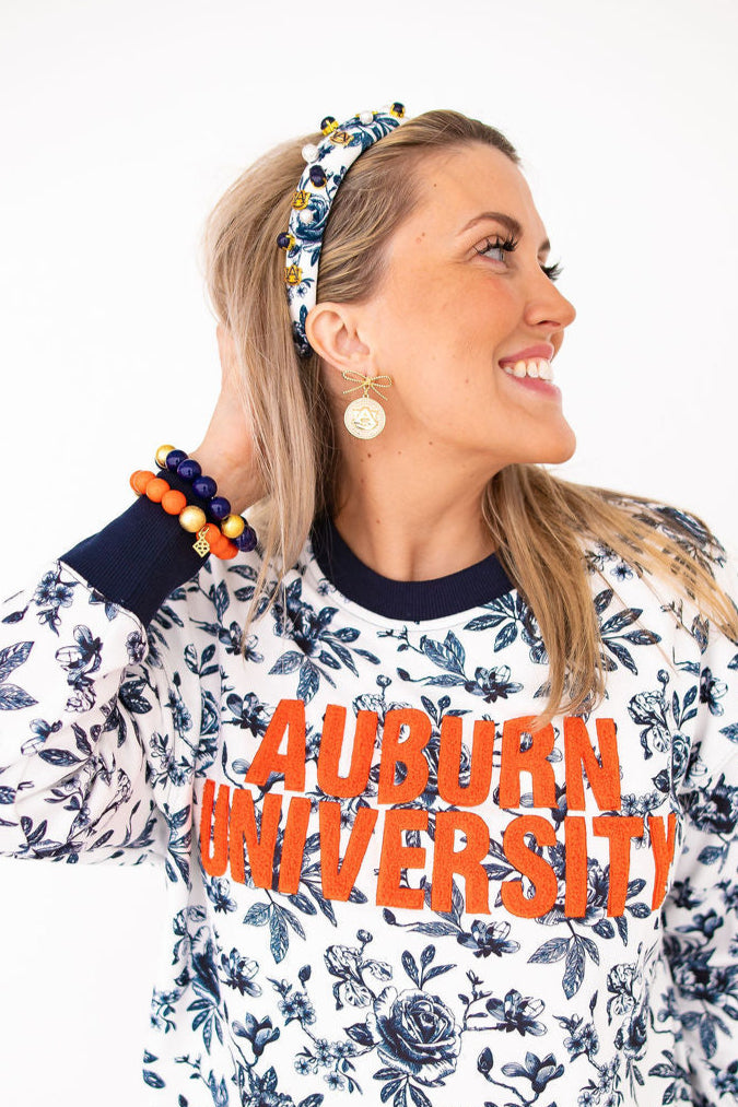 Auburn Logo Pearl Medallion Earring