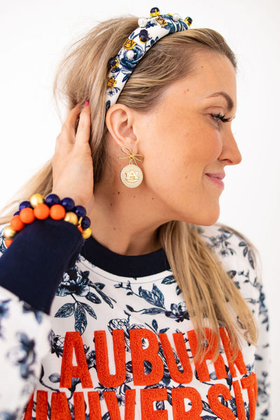 Auburn Logo Pearl Medallion Earring