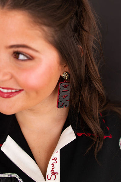 University of South Carolina Black and Garnet COCKS Earrings