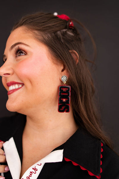 University of South Carolina Black and Garnet COCKS Earrings