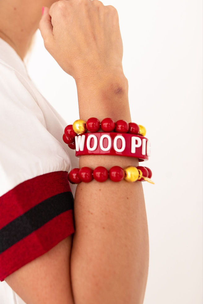 Arkansas Cardinal Red WOOO PIG Cuff