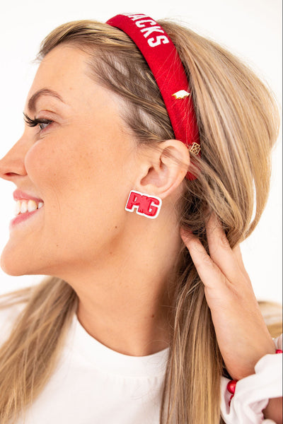 Arkansas Cardinal Red WOOO PIG Studs