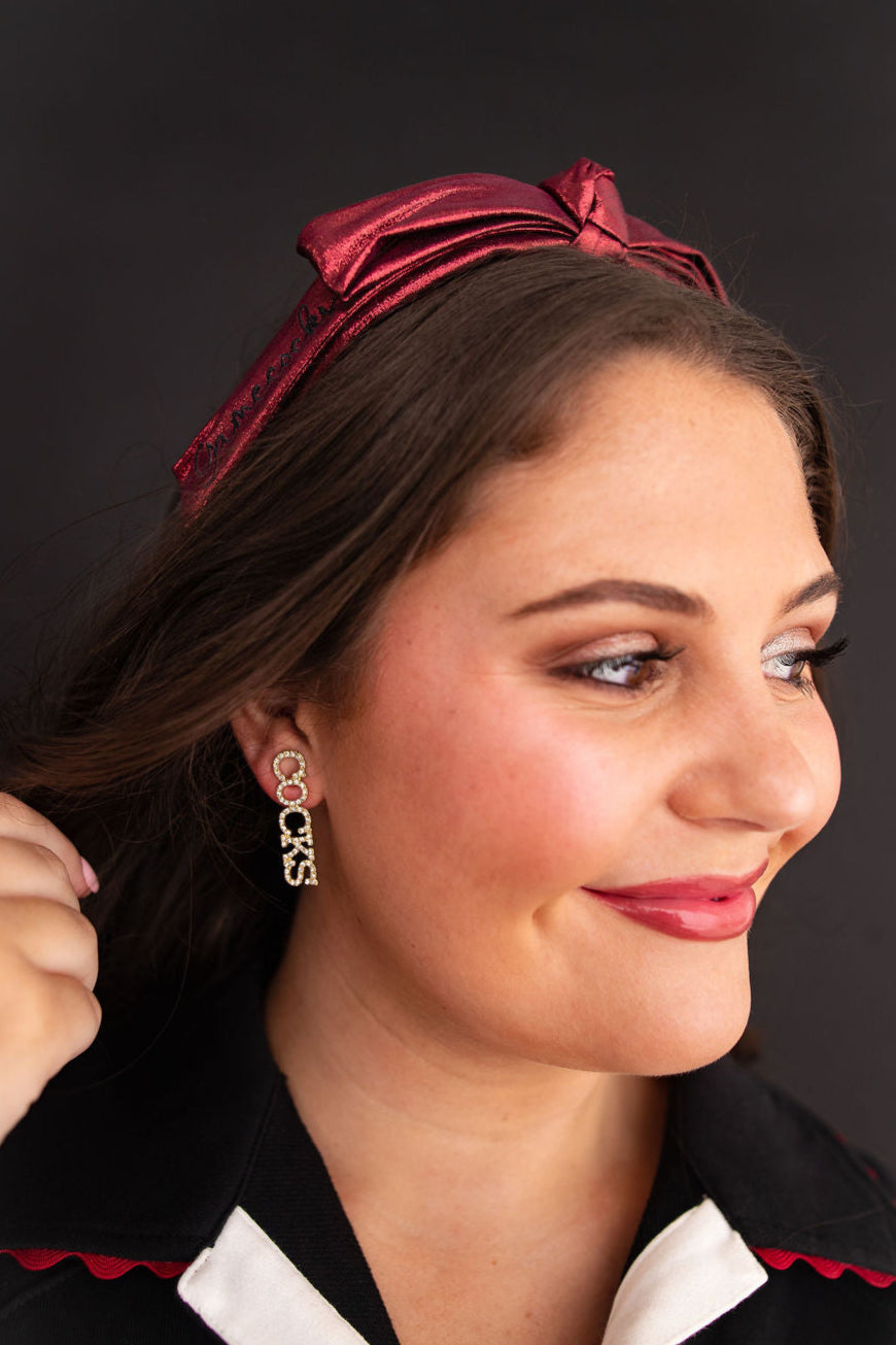 University of South Carolina Garnet Thin Embroidered Ribbon Bow Headband