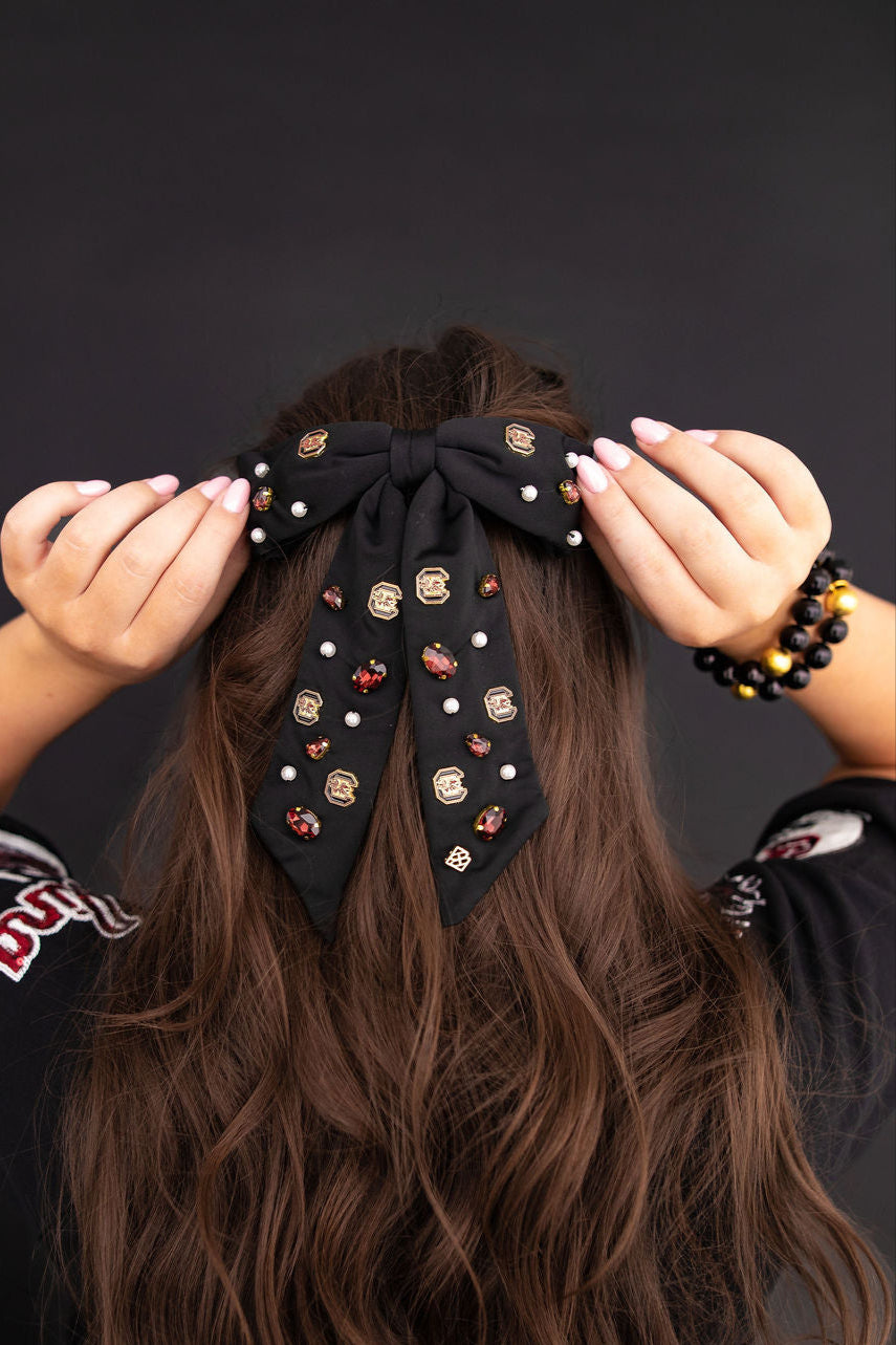 University of South Carolina Black Bow Barrette