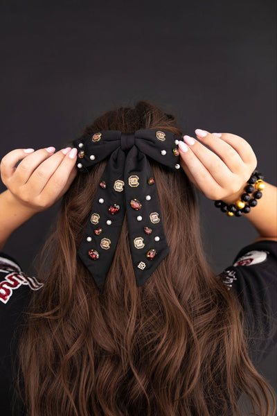 University of South Carolina Black Bow Barrette