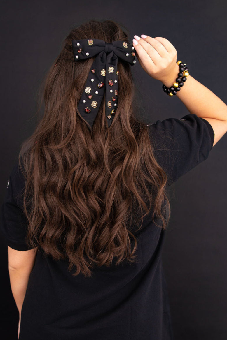 University of South Carolina Black Bow Barrette