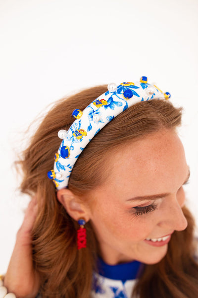 Kansas Floral Toile Logo Headband