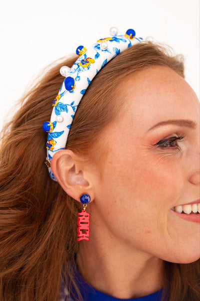 Kansas Floral Toile Logo Headband