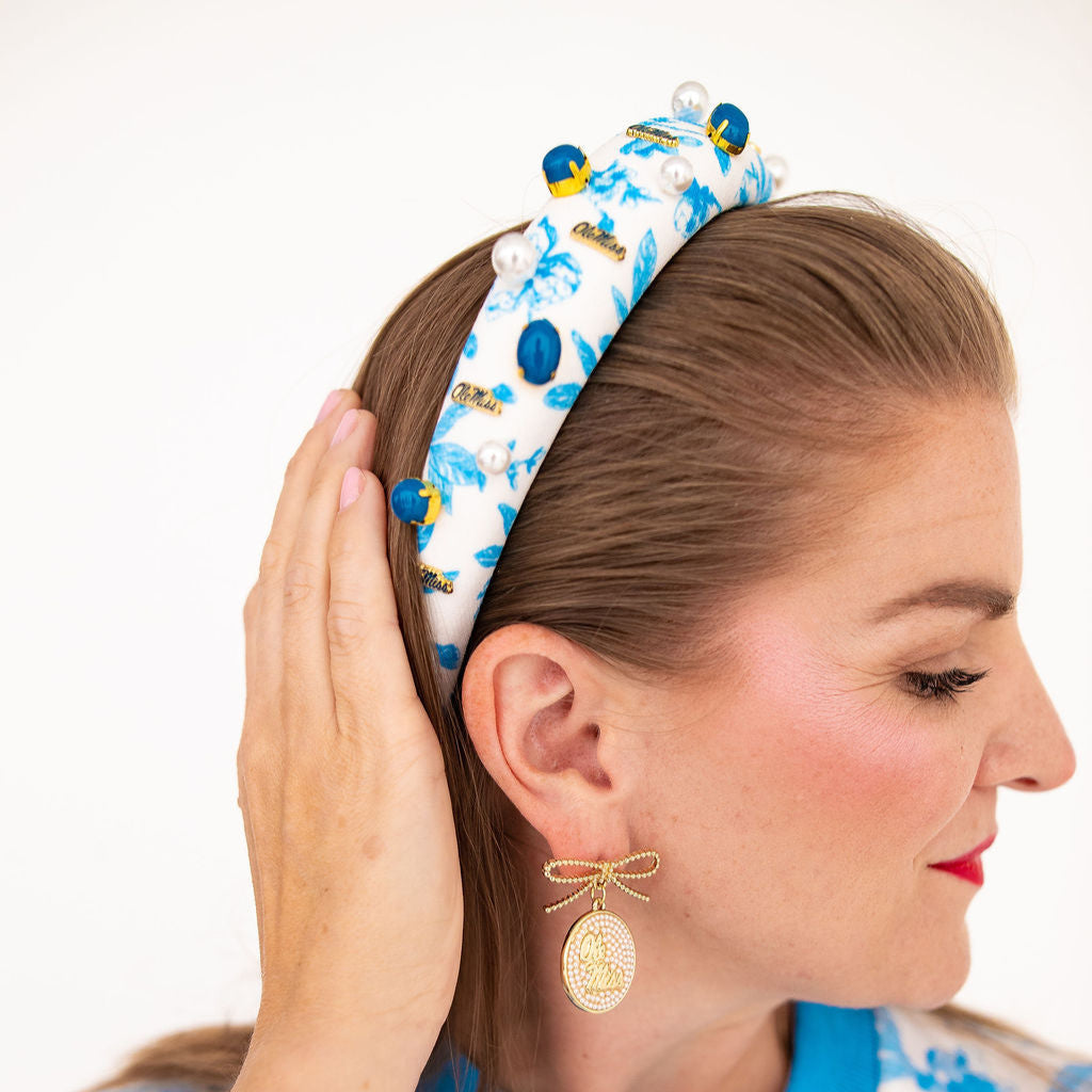 Ole Miss Floral Toile Logo Headband