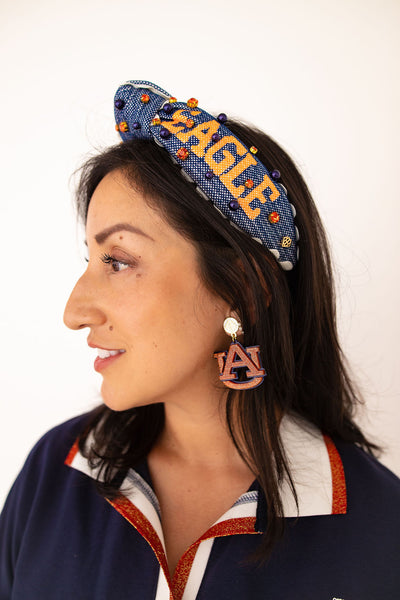 Auburn Adult Size WAR EAGLE Cross Stitch Headband
