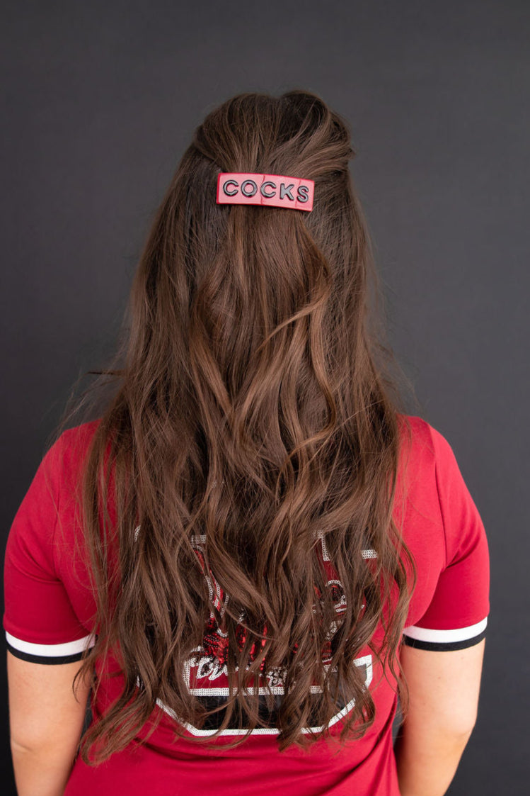 South Carolina Garnet COCKS Rectangle Barrette Clip