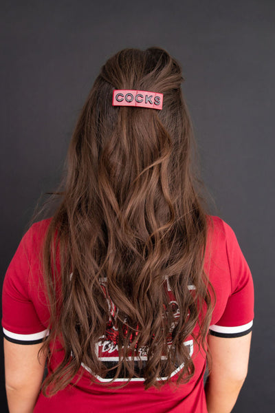 South Carolina Garnet COCKS Rectangle Barrette Clip