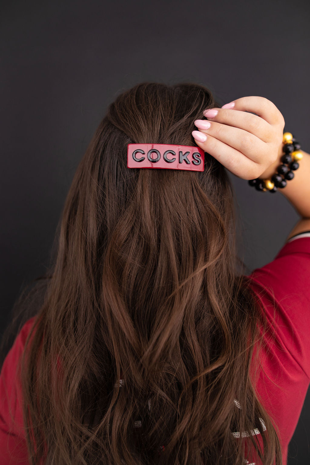 South Carolina Garnet COCKS Rectangle Barrette Clip