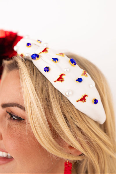 SMU White Logo Headband