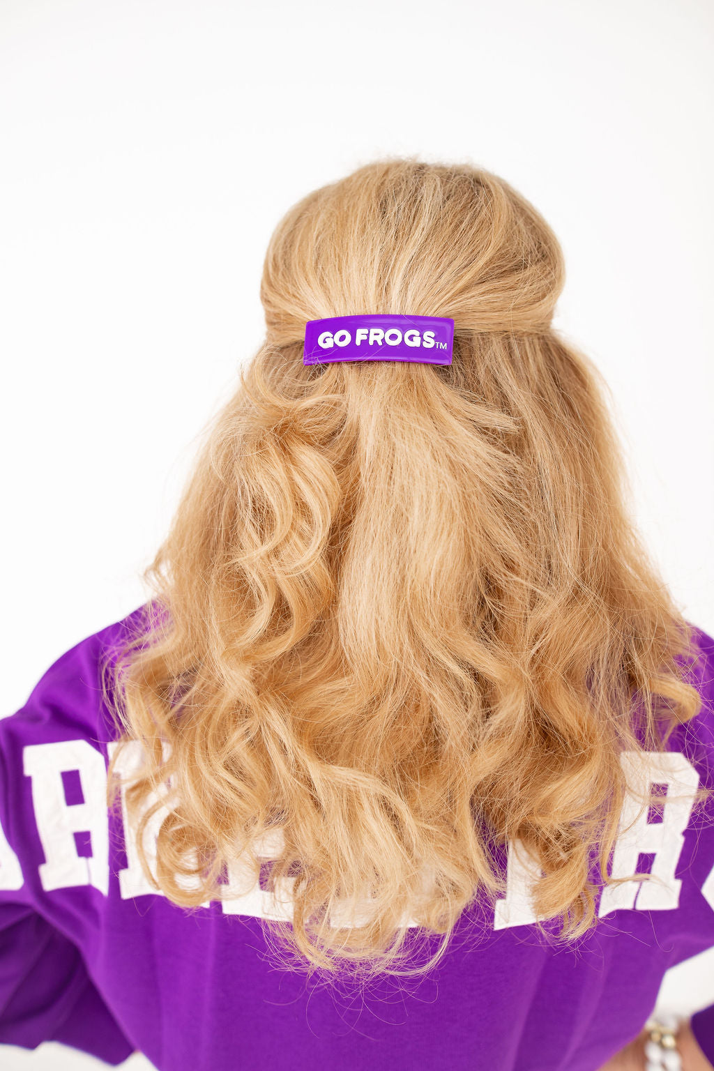 TCU Purple GO FROGS Rectangle Barrette Clip